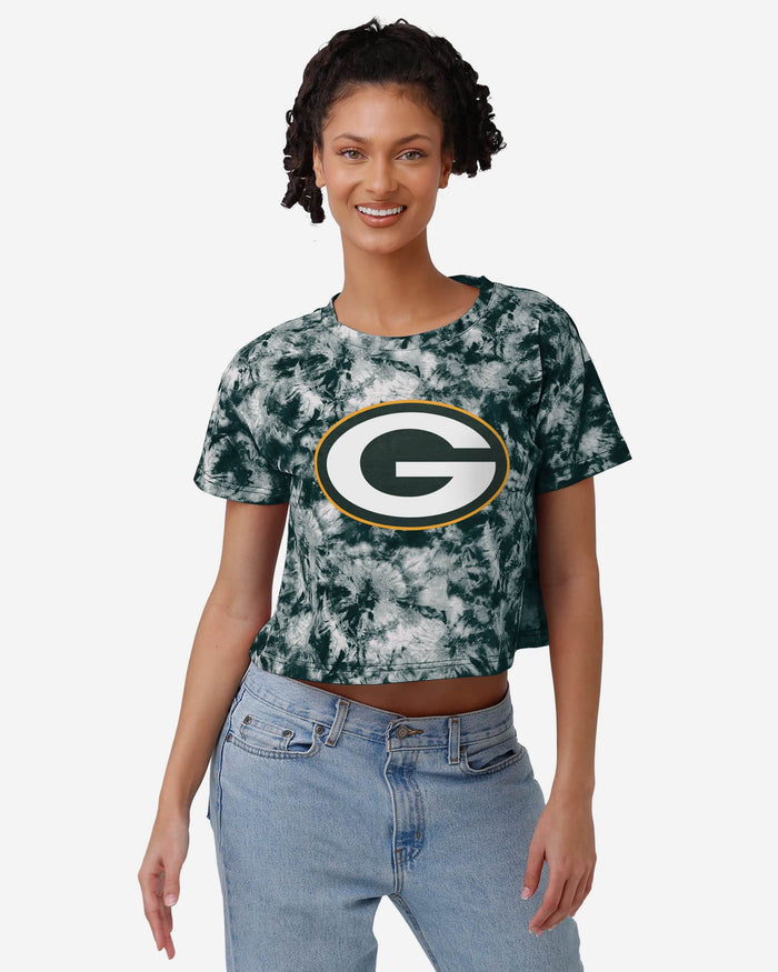 Green Bay Packers Womens Tie-Dye Big Logo Crop Top FOCO S - FOCO.com