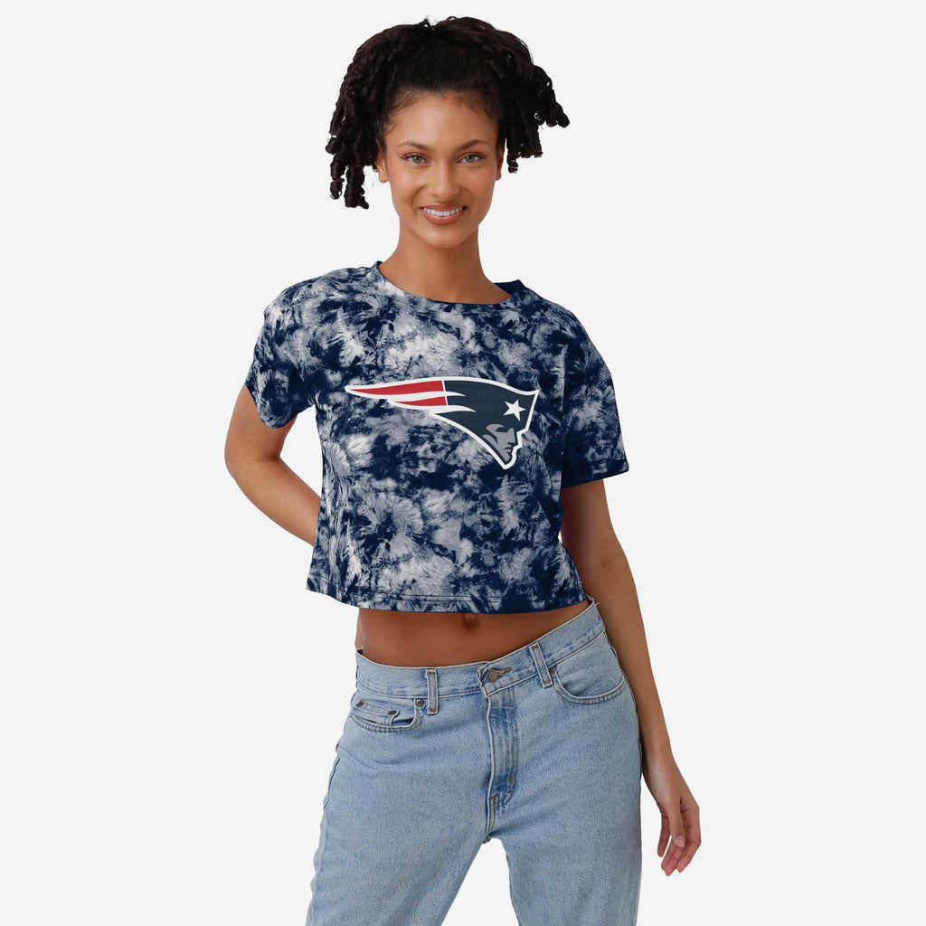 New England Patriots Womens Tie-Dye Big Logo Crop Top FOCO S - FOCO.com