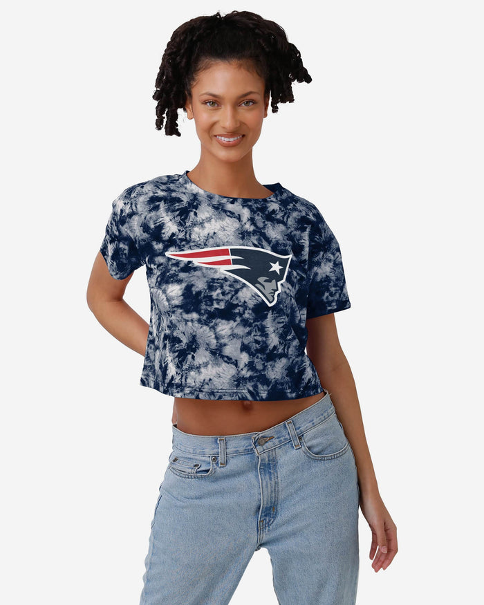 New England Patriots Womens Tie-Dye Big Logo Crop Top FOCO S - FOCO.com