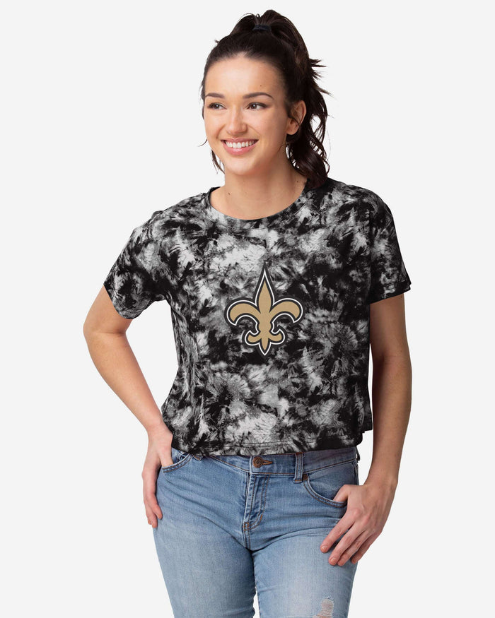 New Orleans Saints Womens Tie-Dye Big Logo Crop Top FOCO S - FOCO.com