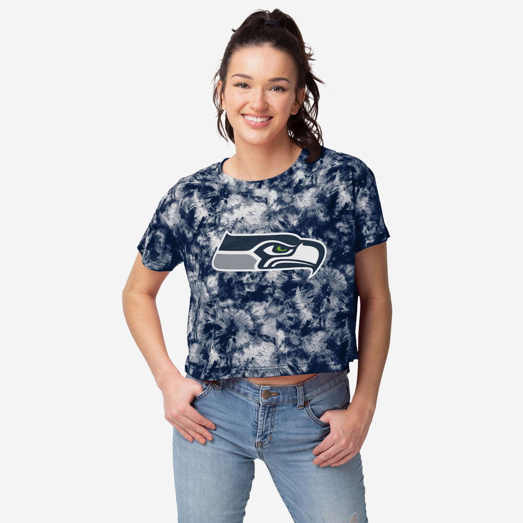 Seattle Seahawks Womens Tie-Dye Big Logo Crop Top FOCO S - FOCO.com