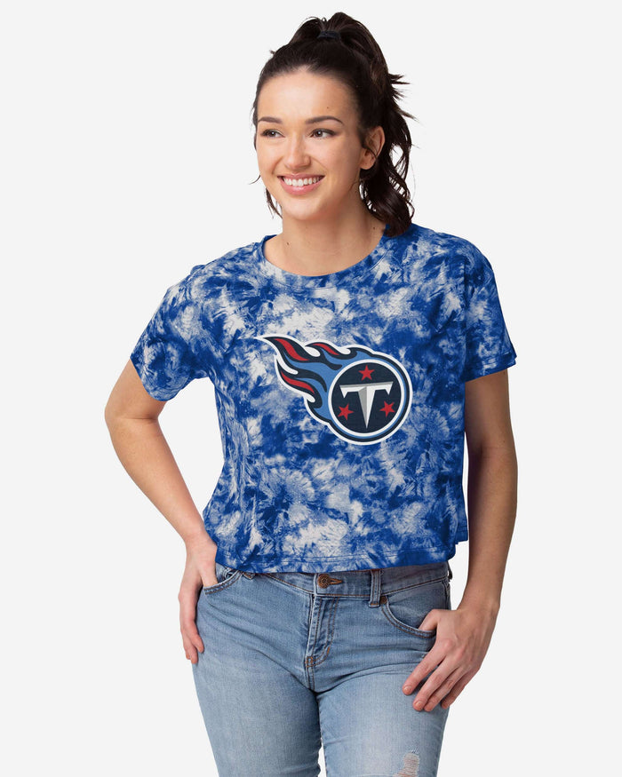 Tennessee Titans Womens Tie-Dye Big Logo Crop Top FOCO S - FOCO.com