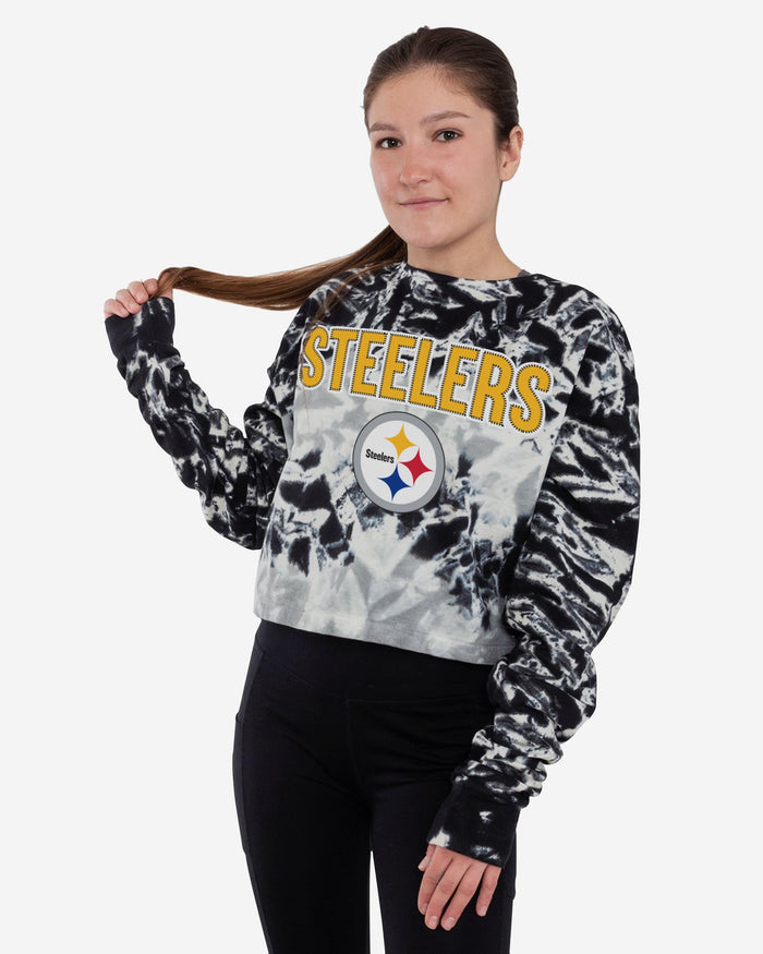 Pittsburgh Steelers Womens Tie-Dye Rush Cropped Sweater FOCO S - FOCO.com