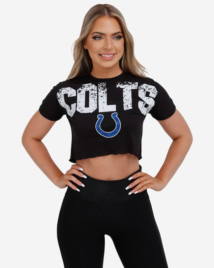 Indianapolis Colts Womens Distressed Wordmark Crop Top FOCO S - FOCO.com