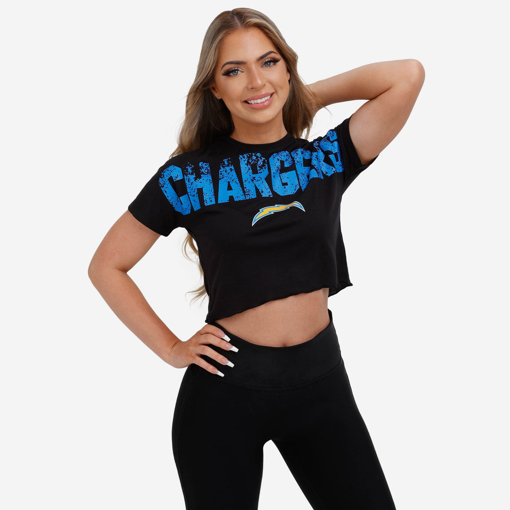 Los Angeles Chargers Womens Distressed Wordmark Crop Top FOCO S - FOCO.com