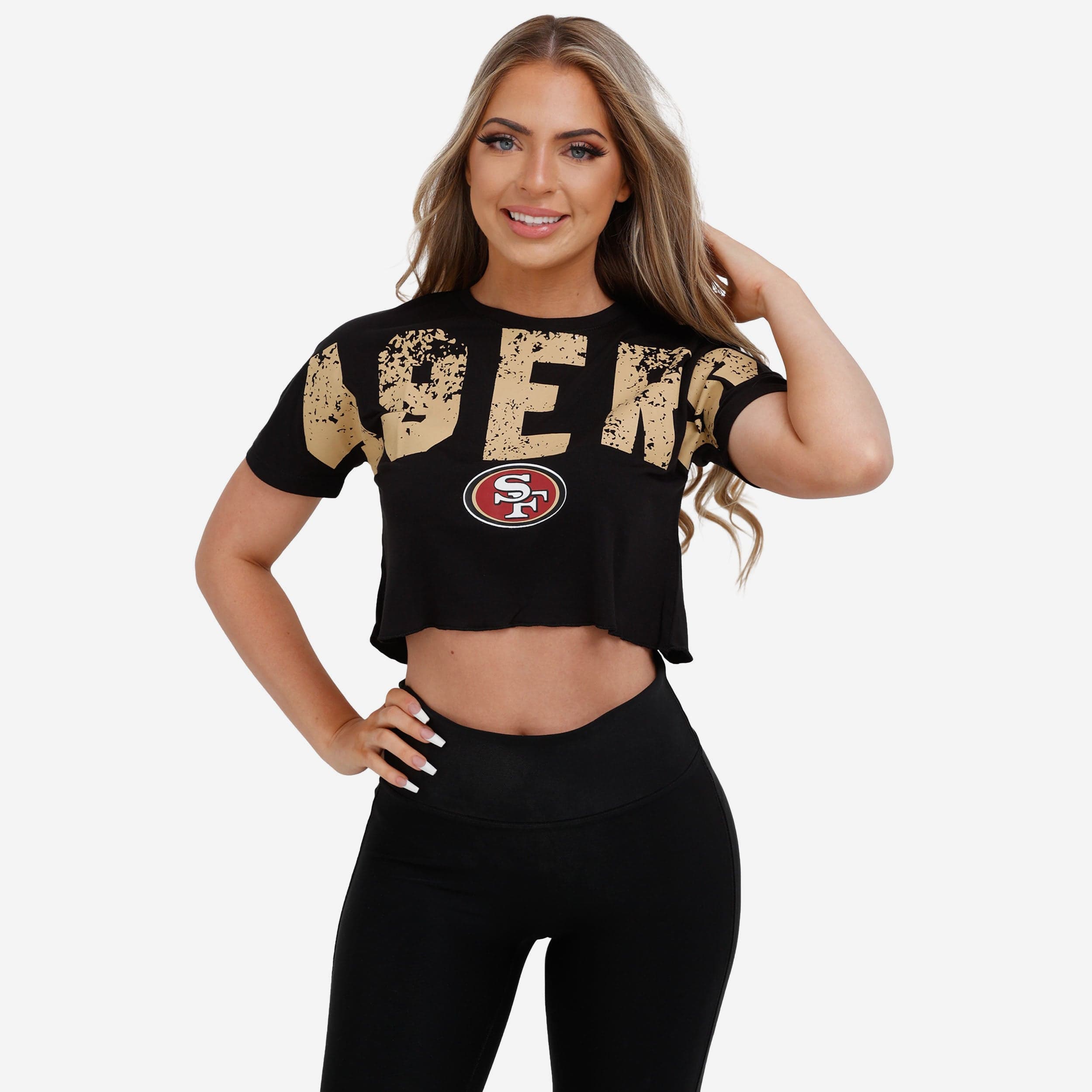 San Francisco 49ers Womens Wordmark Team Stripe Sleeveless Top FOCO