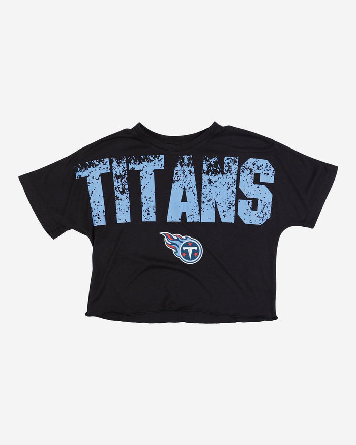 Tennessee Titans Womens Petite Distressed Wordmark Crop Top FOCO - FOCO.com