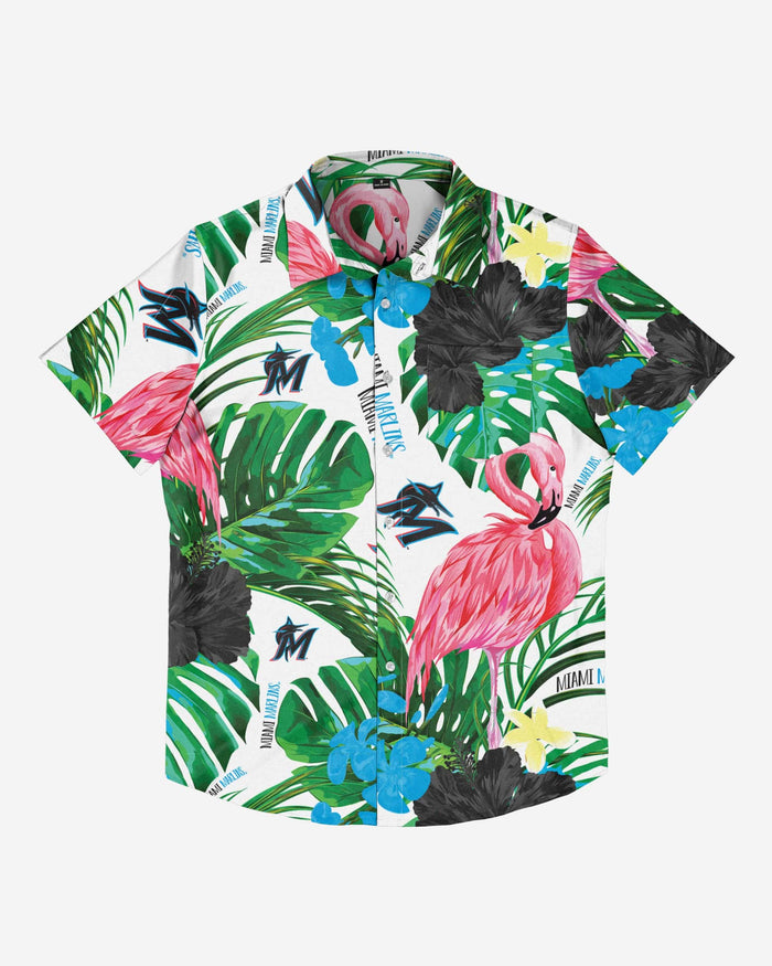 Miami Marlins Flamingo Button Up Shirt FOCO - FOCO.com