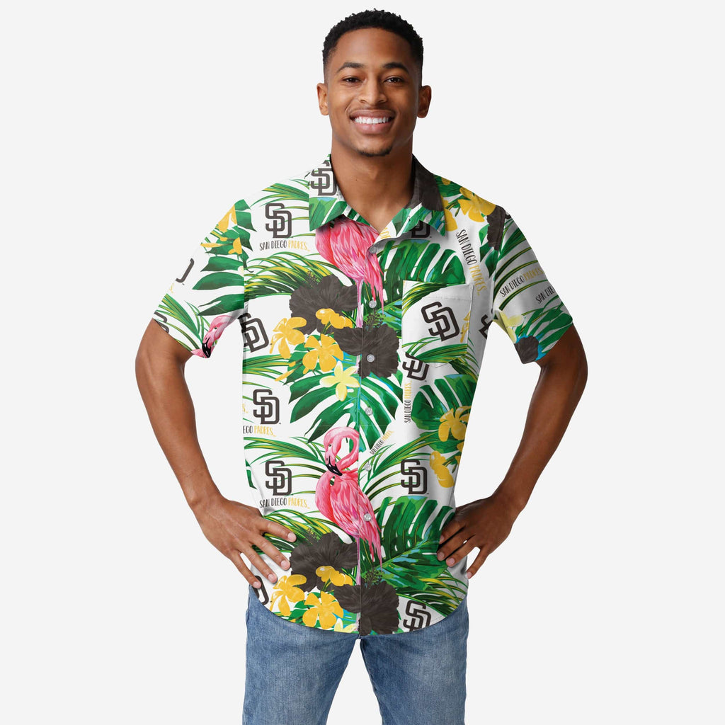 San Diego Padres Flamingo Button Up Shirt FOCO S - FOCO.com