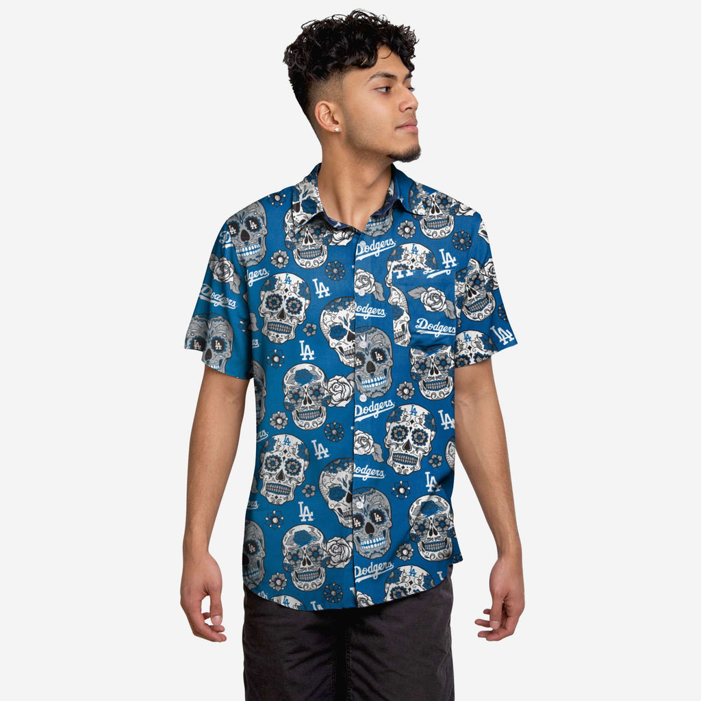 Los Angeles Dodgers Day Of The Dead Button Up Shirt FOCO S - FOCO.com