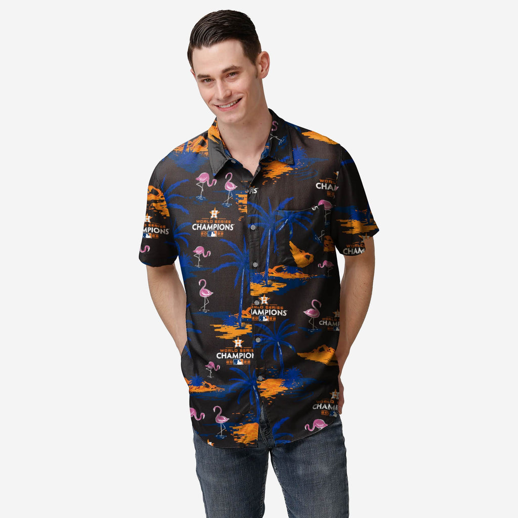 Houston Astros 2022 World Series Champions Floral Button Up Shirt FOCO S - FOCO.com