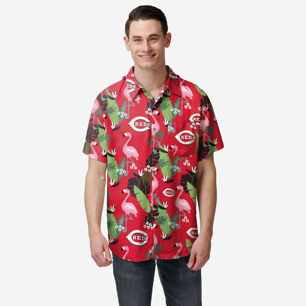 Cincinnati Reds Floral Button Up Shirt FOCO S - FOCO.com