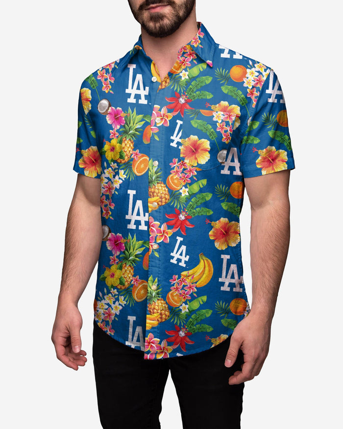 Los Angeles Dodgers Floral Button Up Shirt FOCO S - FOCO.com