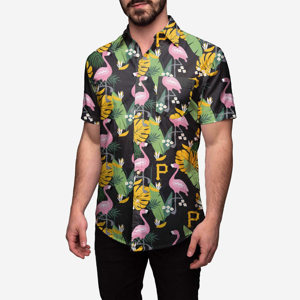 Pittsburgh Pirates Floral Button Up Shirt FOCO S - FOCO.com