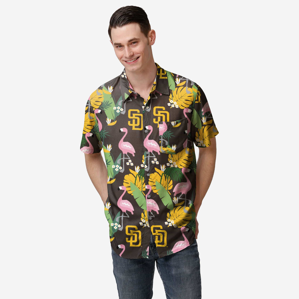 San Diego Padres Floral Button Up Shirt FOCO S - FOCO.com