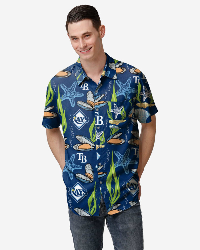 Tampa Bay Rays Floral Button Up Shirt FOCO S - FOCO.com