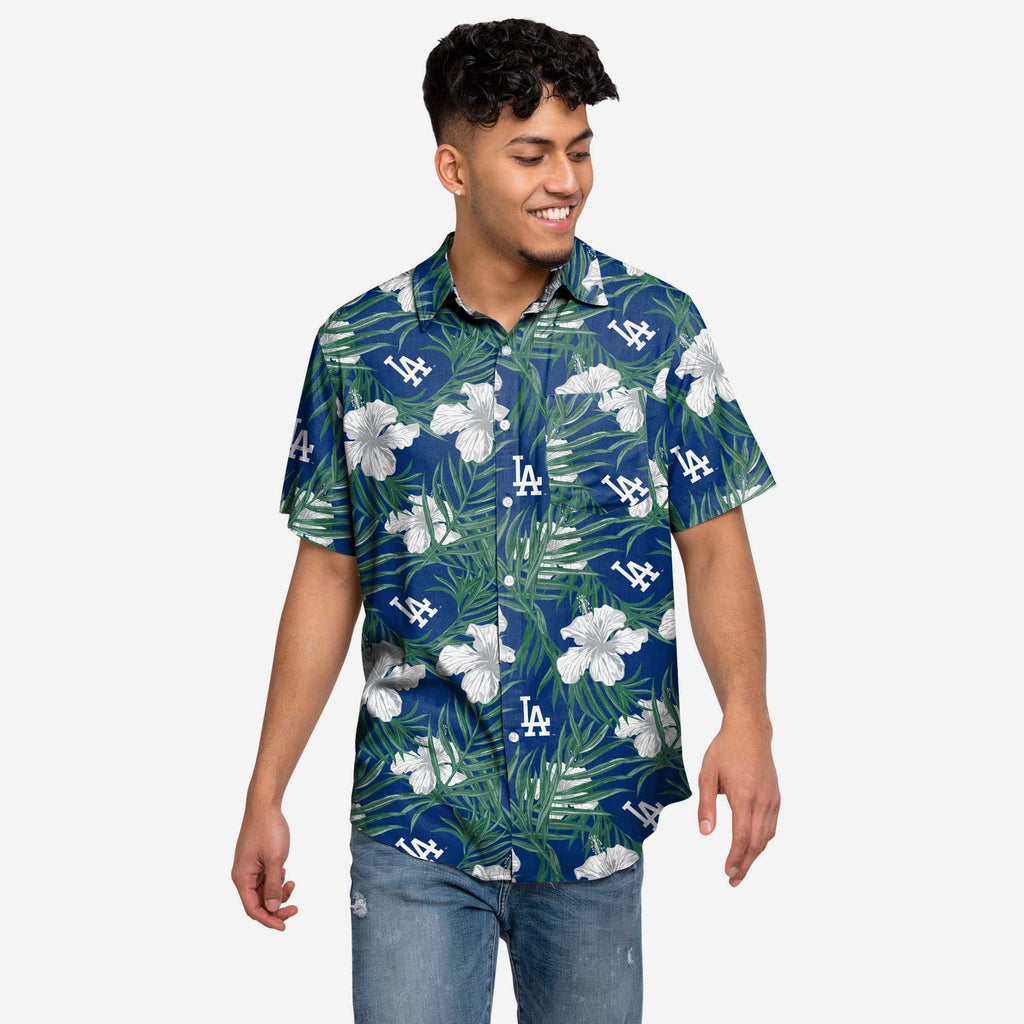 Los Angeles Dodgers Hibiscus Button Up Shirt FOCO S - FOCO.com