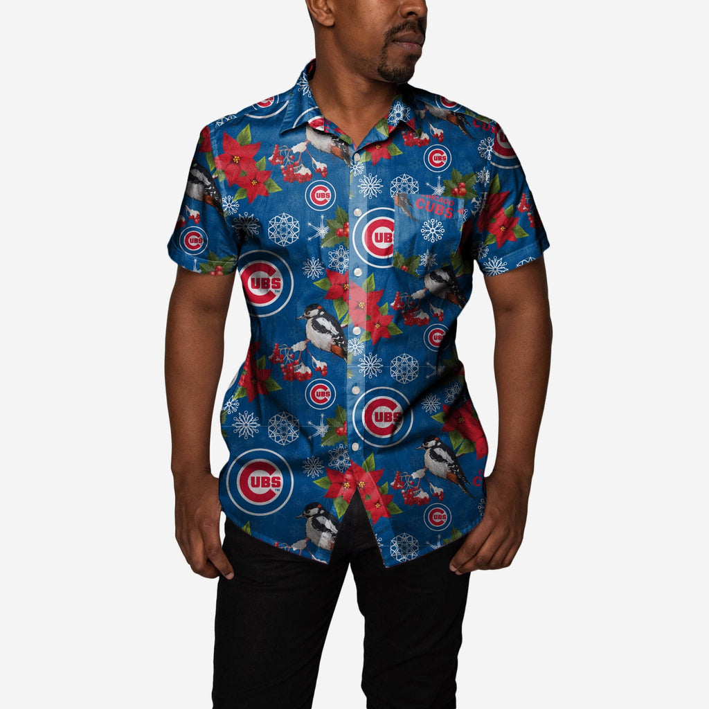 Chicago Cubs Mistletoe Button Up Shirt FOCO S - FOCO.com
