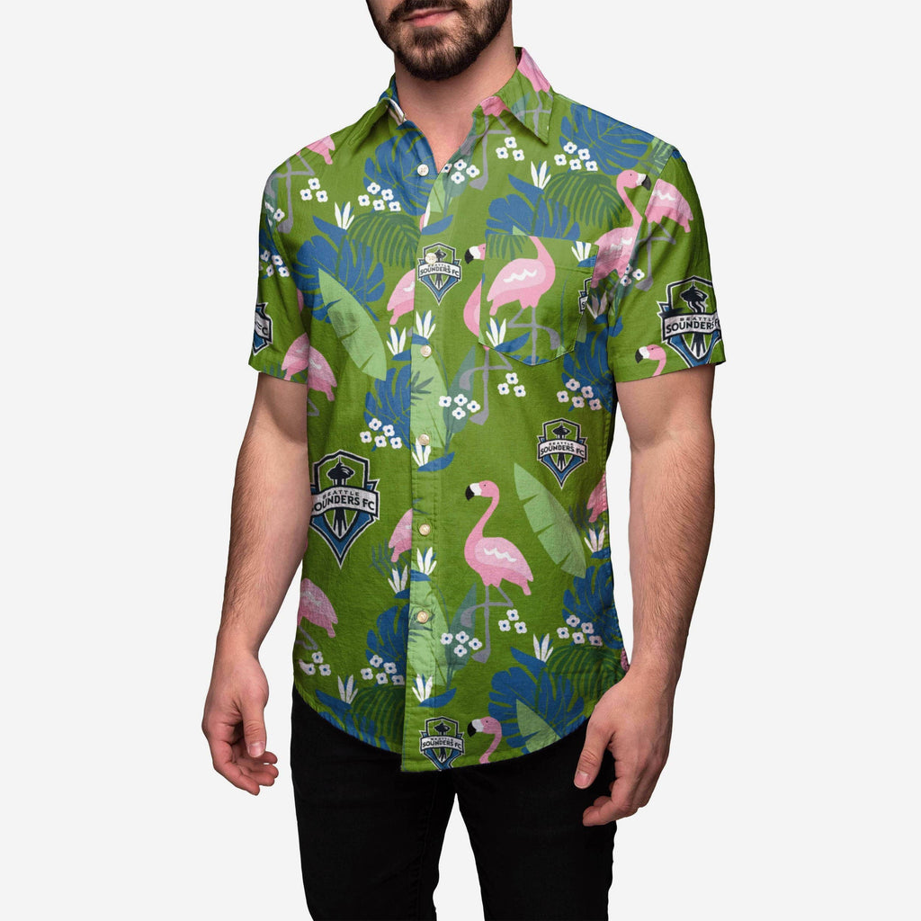 Seattle Sounders FC Floral Button Up Shirt FOCO S - FOCO.com