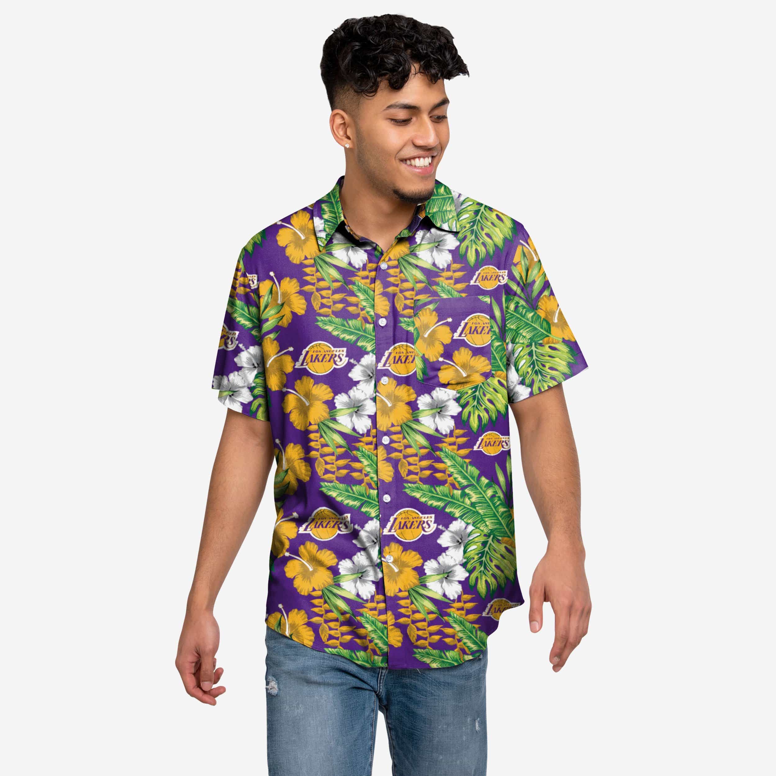 lakers button up shirt