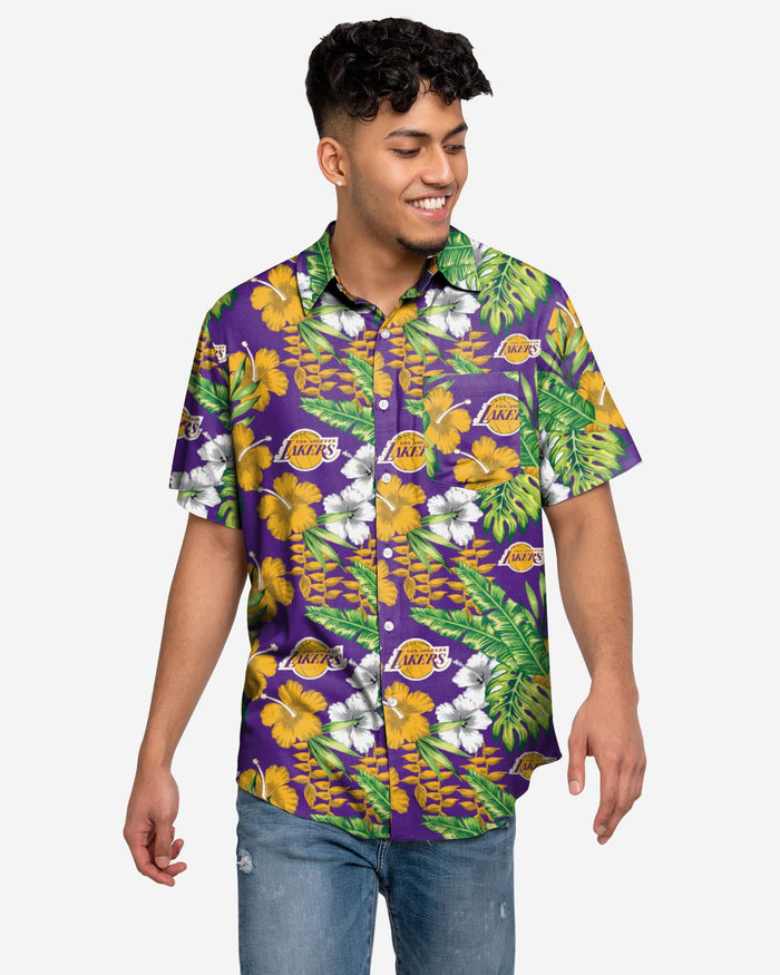 Los Angeles Lakers Floral Button Up Shirt FOCO S - FOCO.com