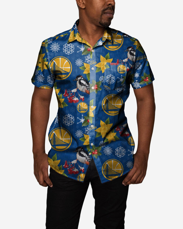 Golden State Warriors Mistletoe Button Up Shirt FOCO S - FOCO.com