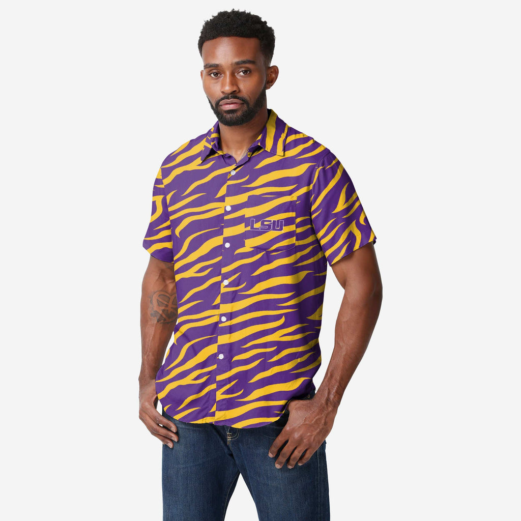 LSU Tigers Thematic Button Up Shirt FOCO S - FOCO.com