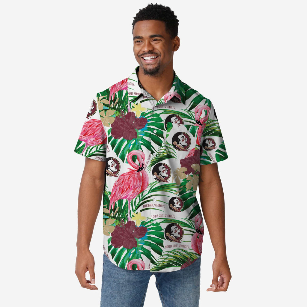 Florida State Seminoles Flamingo Button Up Shirt FOCO S - FOCO.com