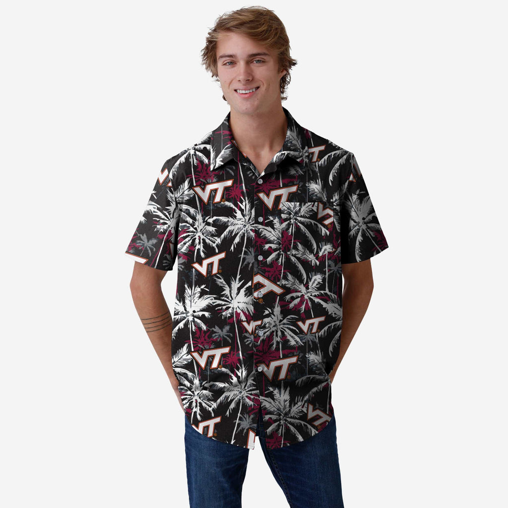 Virginia Tech Hokies Black Floral Button Up Shirt FOCO S - FOCO.com