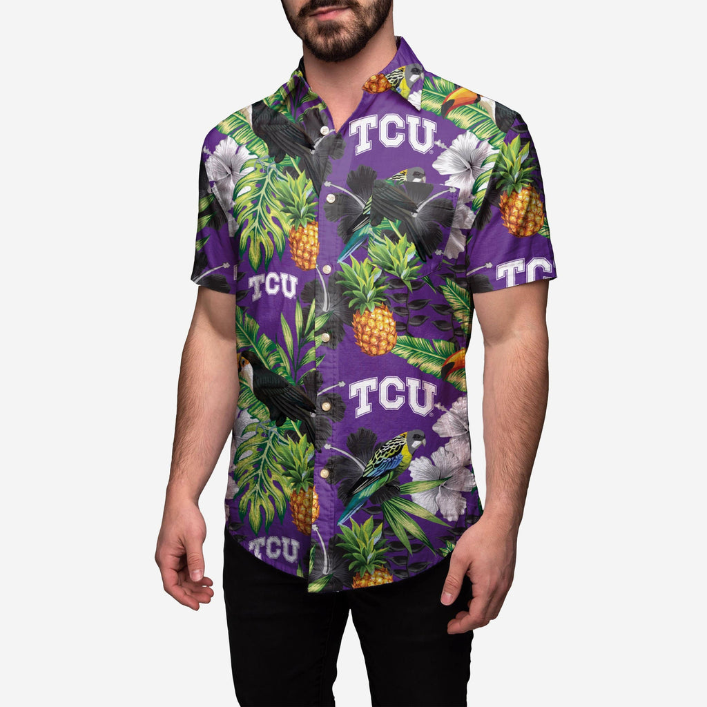 TCU Horned Frogs Floral Button Up Shirt FOCO S - FOCO.com