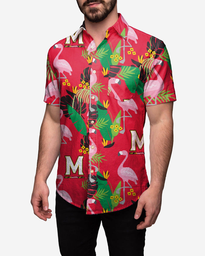 Maryland Terrapins Floral Button Up Shirt FOCO 2XL - FOCO.com