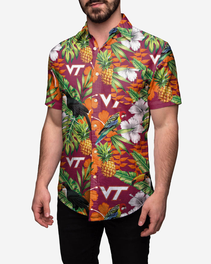 Virginia Tech Hokies Floral Button Up Shirt FOCO S - FOCO.com