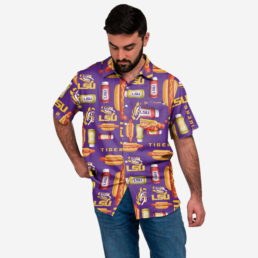 LSU Tigers Grill Pro Button Up Shirt FOCO S - FOCO.com