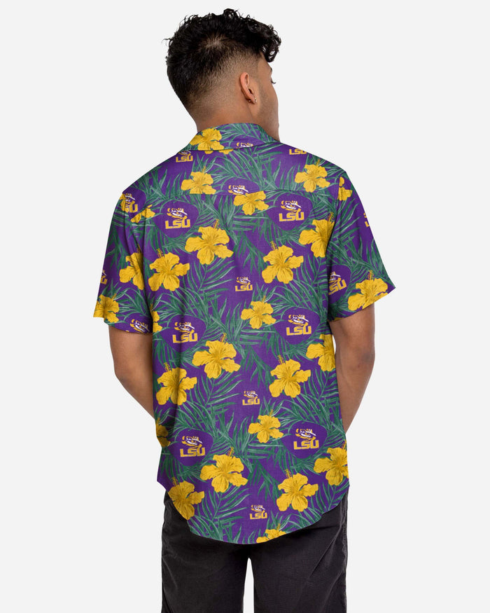 LSU Tigers Hibiscus Button Up Shirt FOCO - FOCO.com