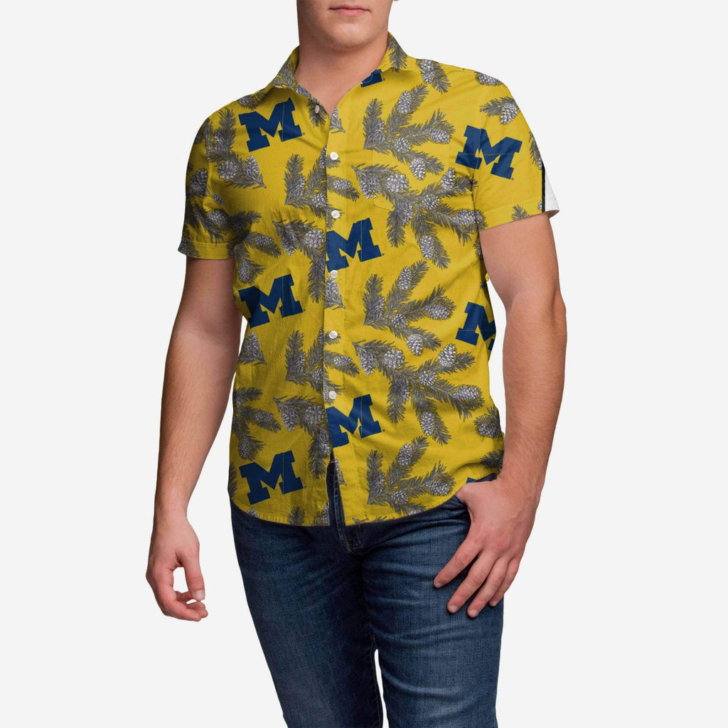 Michigan Wolverines Pinecone Button Up Shirt FOCO S - FOCO.com