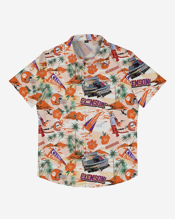 Clemson Tigers Thematic Stadium Print Button Up Shirt FOCO - FOCO.com