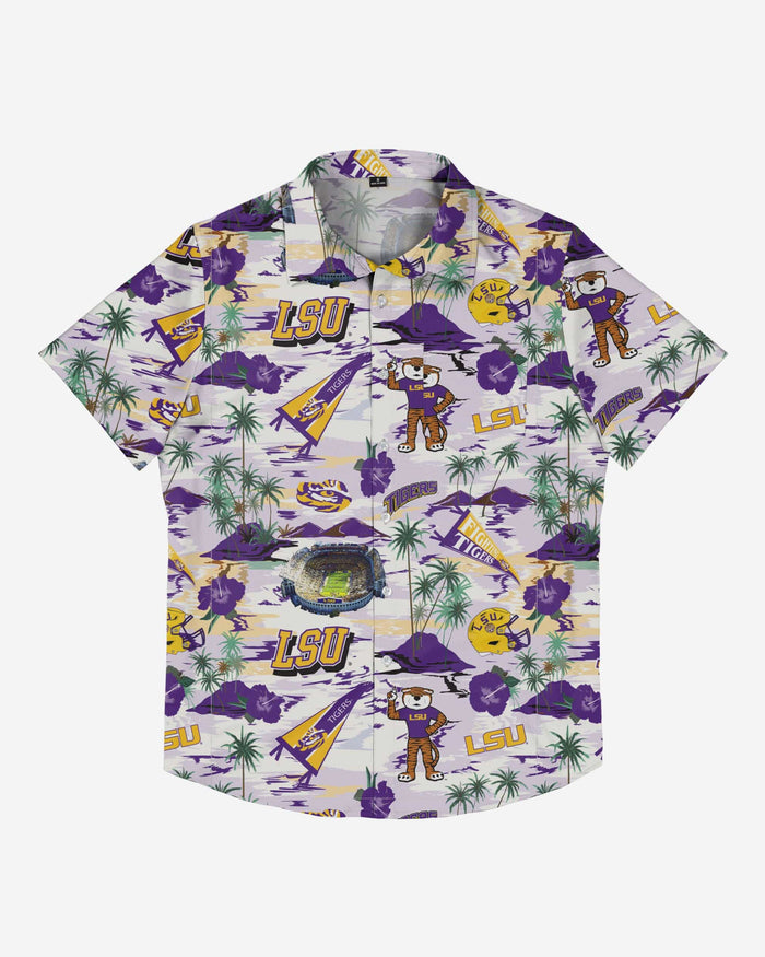 LSU Tigers Thematic Stadium Print Button Up Shirt FOCO - FOCO.com