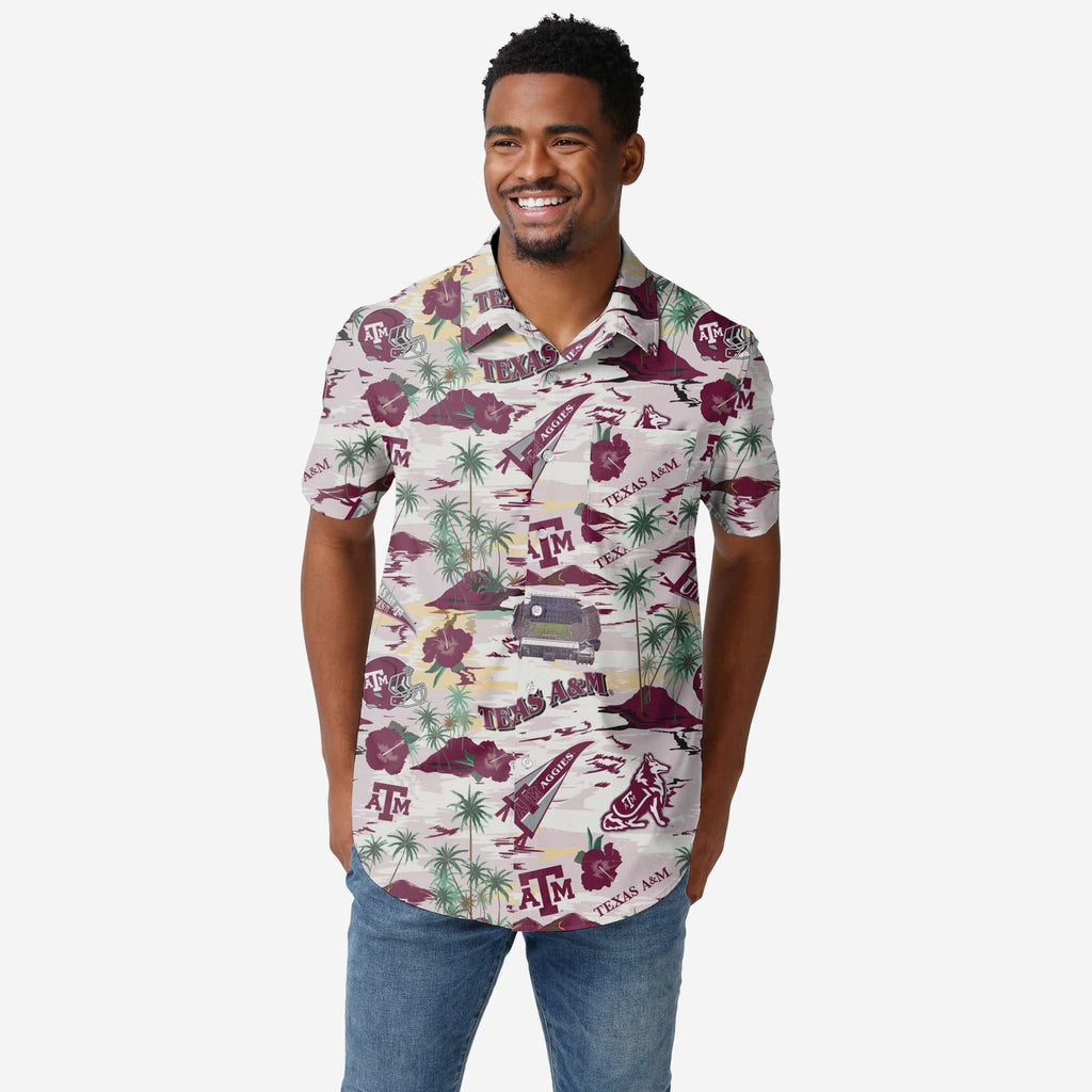 Texas A&M Aggies Thematic Stadium Print Button Up Shirt FOCO S - FOCO.com