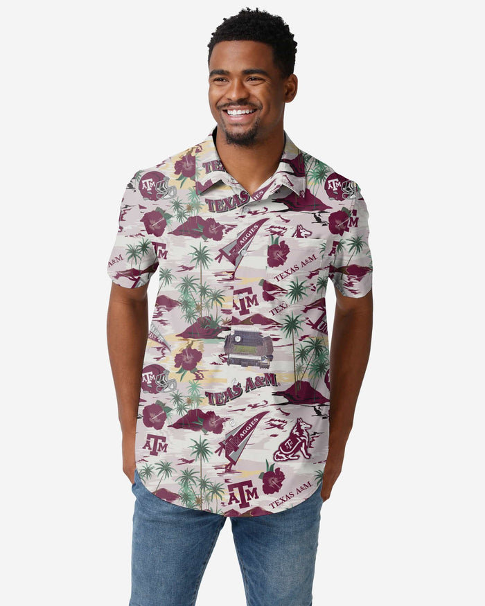 Texas A&M Aggies Thematic Stadium Print Button Up Shirt FOCO S - FOCO.com