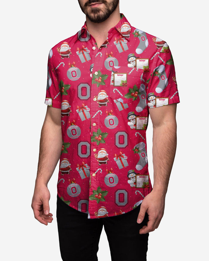 Ohio State Buckeyes Christmas Explosion Button Up Shirt FOCO S - FOCO.com