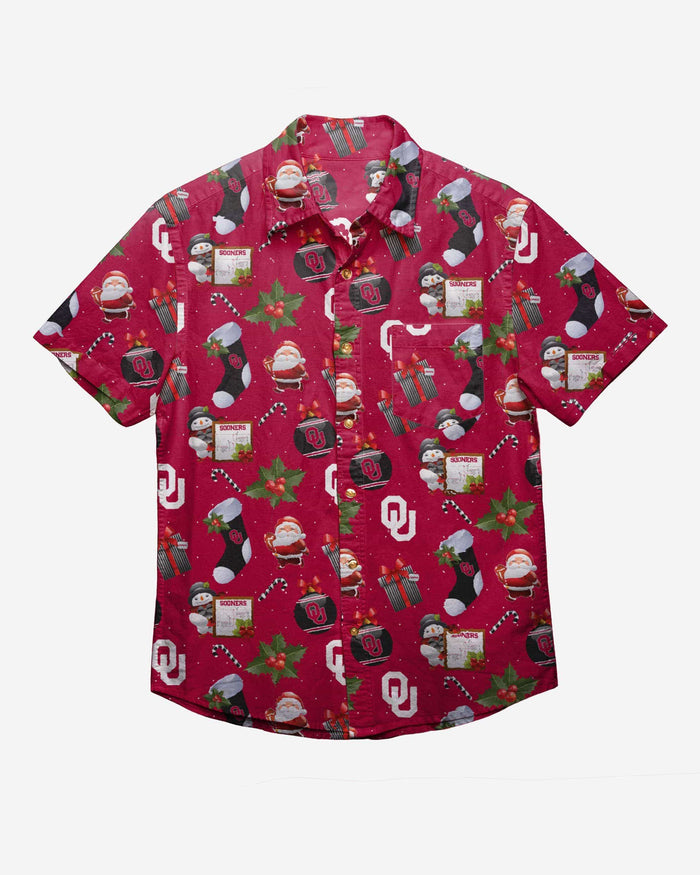 Oklahoma Sooners Christmas Explosion Button Up Shirt FOCO - FOCO.com