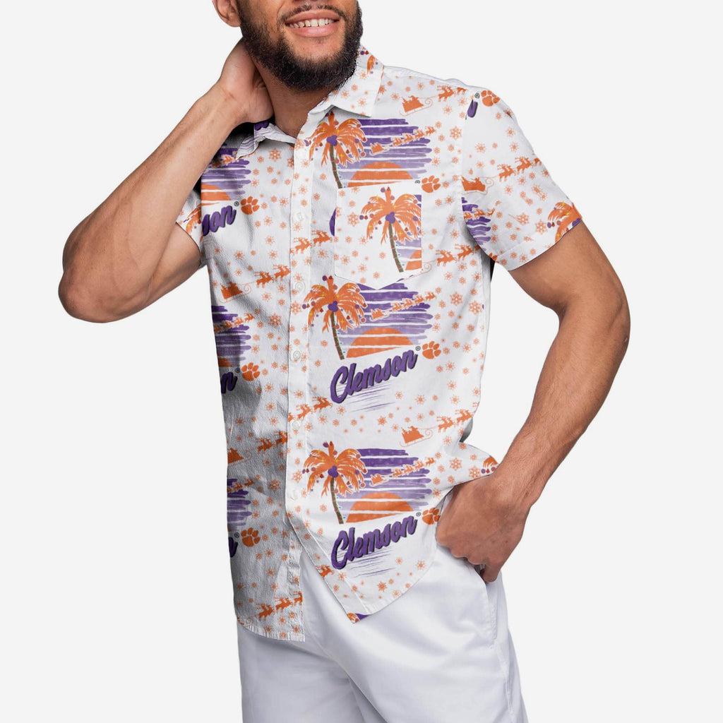 Clemson Tigers Winter Tropical Button Up Shirt FOCO S - FOCO.com