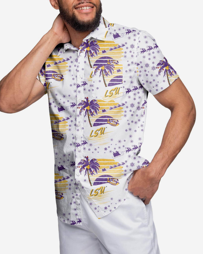 LSU Tigers Winter Tropical Button Up Shirt FOCO S - FOCO.com