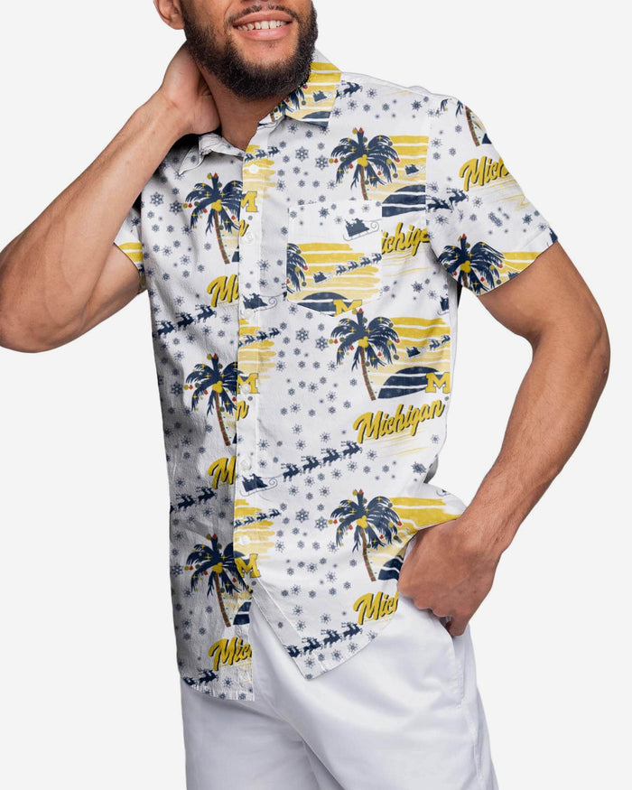 Michigan Wolverines Winter Tropical Button Up Shirt FOCO M - FOCO.com