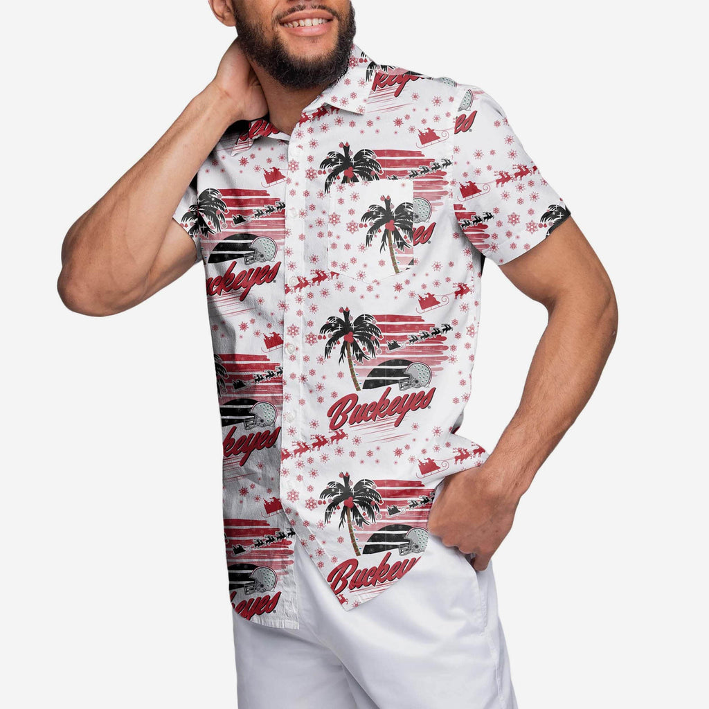 Ohio State Buckeyes Winter Tropical Button Up Shirt FOCO S - FOCO.com