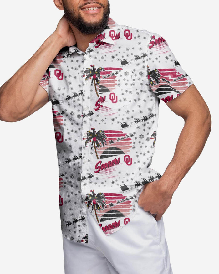 Oklahoma Sooners Winter Tropical Button Up Shirt FOCO S - FOCO.com