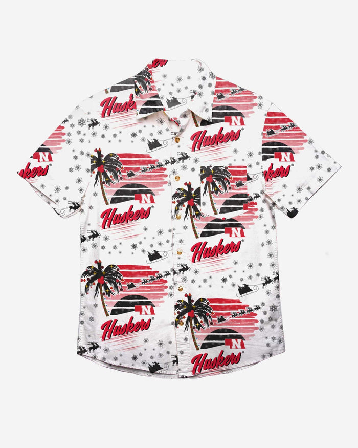 Nebraska Cornhuskers Winter Tropical Button Up Shirt FOCO - FOCO.com