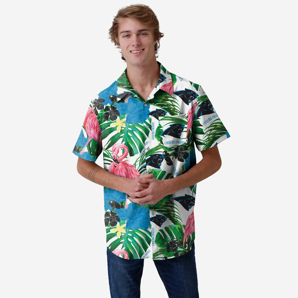 Carolina Panthers Flamingo Button Up Shirt FOCO S - FOCO.com