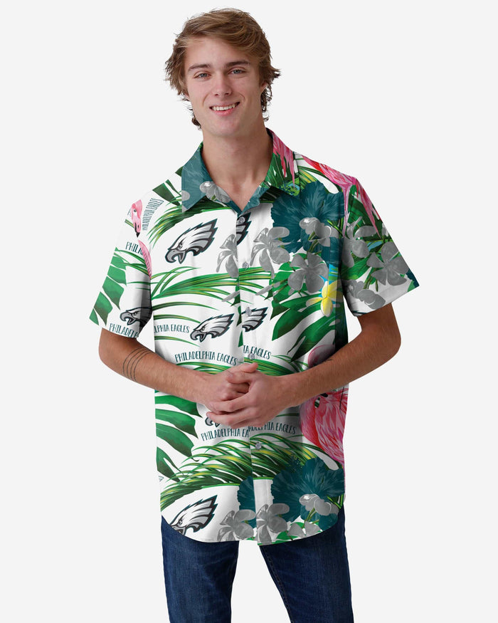 Philadelphia Eagles Flamingo Button Up Shirt FOCO S - FOCO.com