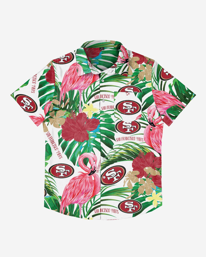 San Francisco 49ers Flamingo Button Up Shirt FOCO - FOCO.com